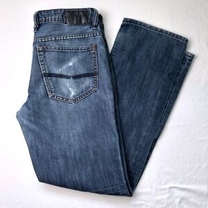 Buffalo David Bitton Men Jeans Dark Wash Straight Fit Size 30 Distressed Denim